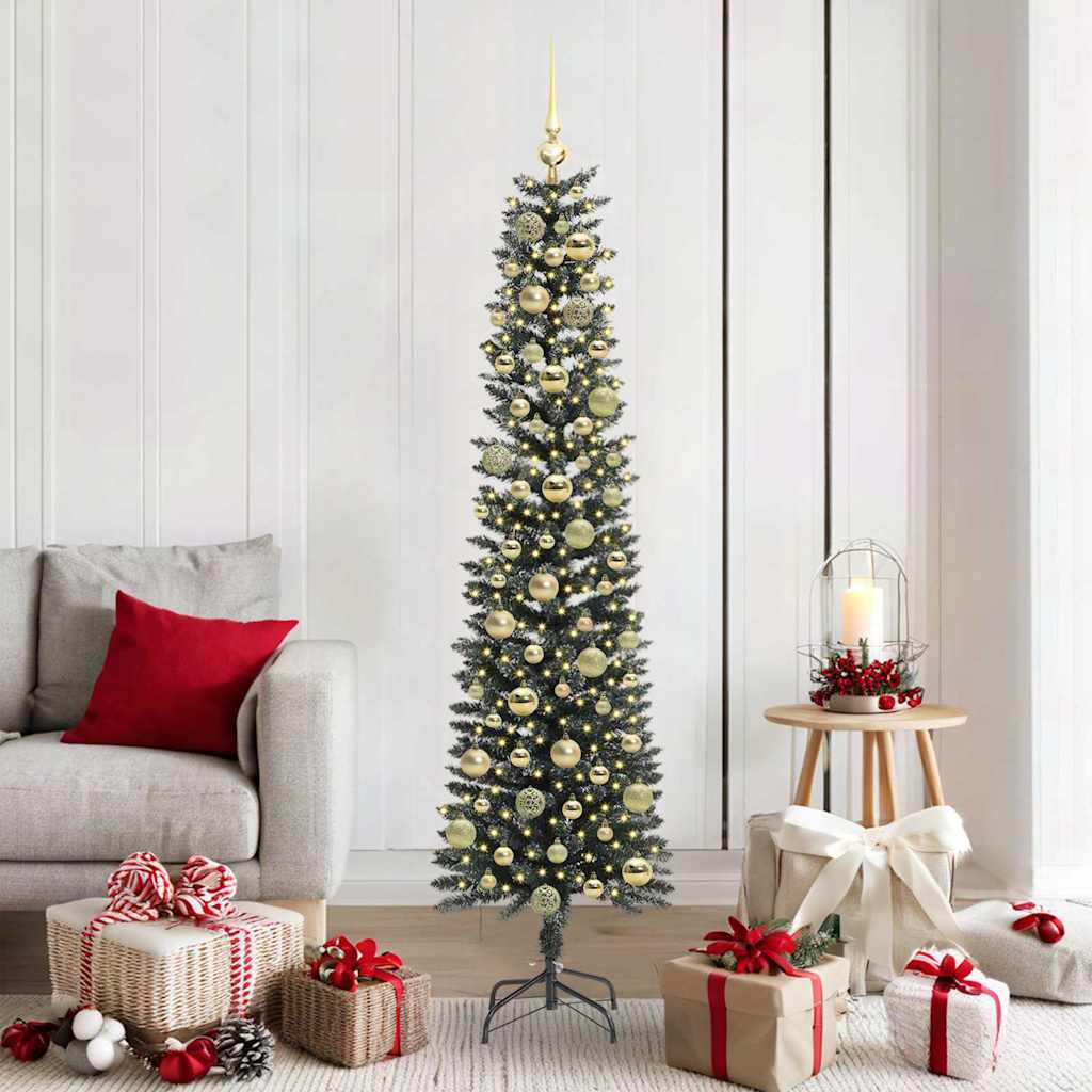 Artificial Slim Christmas Tree With Stand Green Pvc