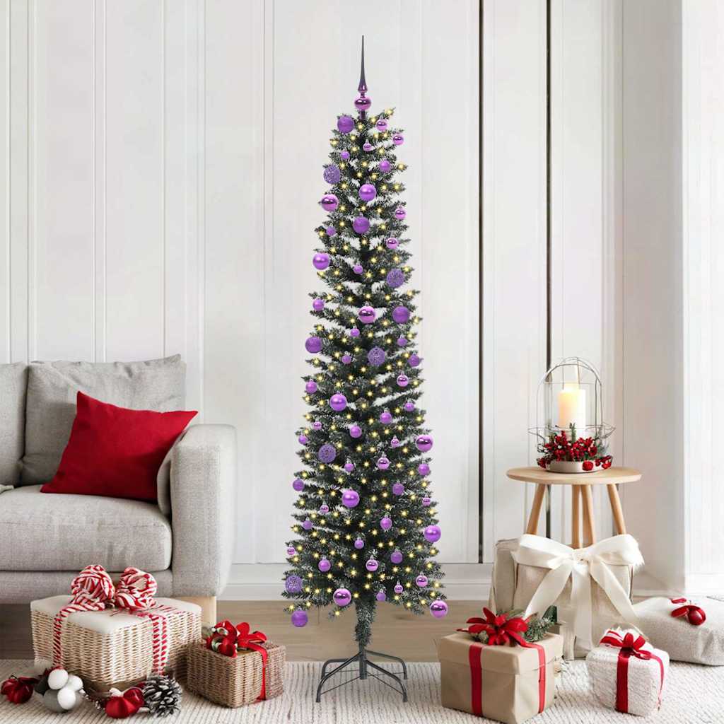 Artificial Slim Christmas Tree With Stand Green Pvc