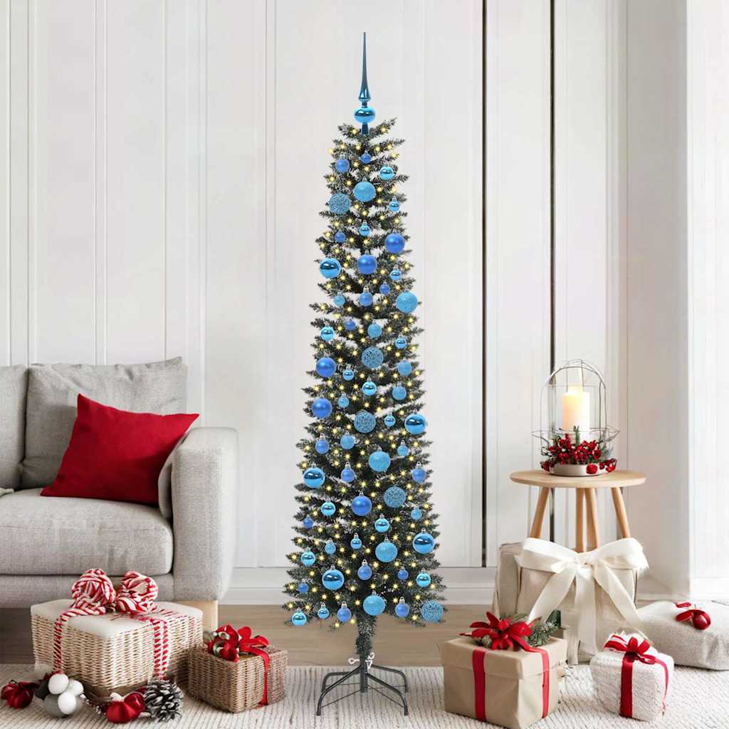 Artificial Slim Christmas Tree With Stand Green Pvc