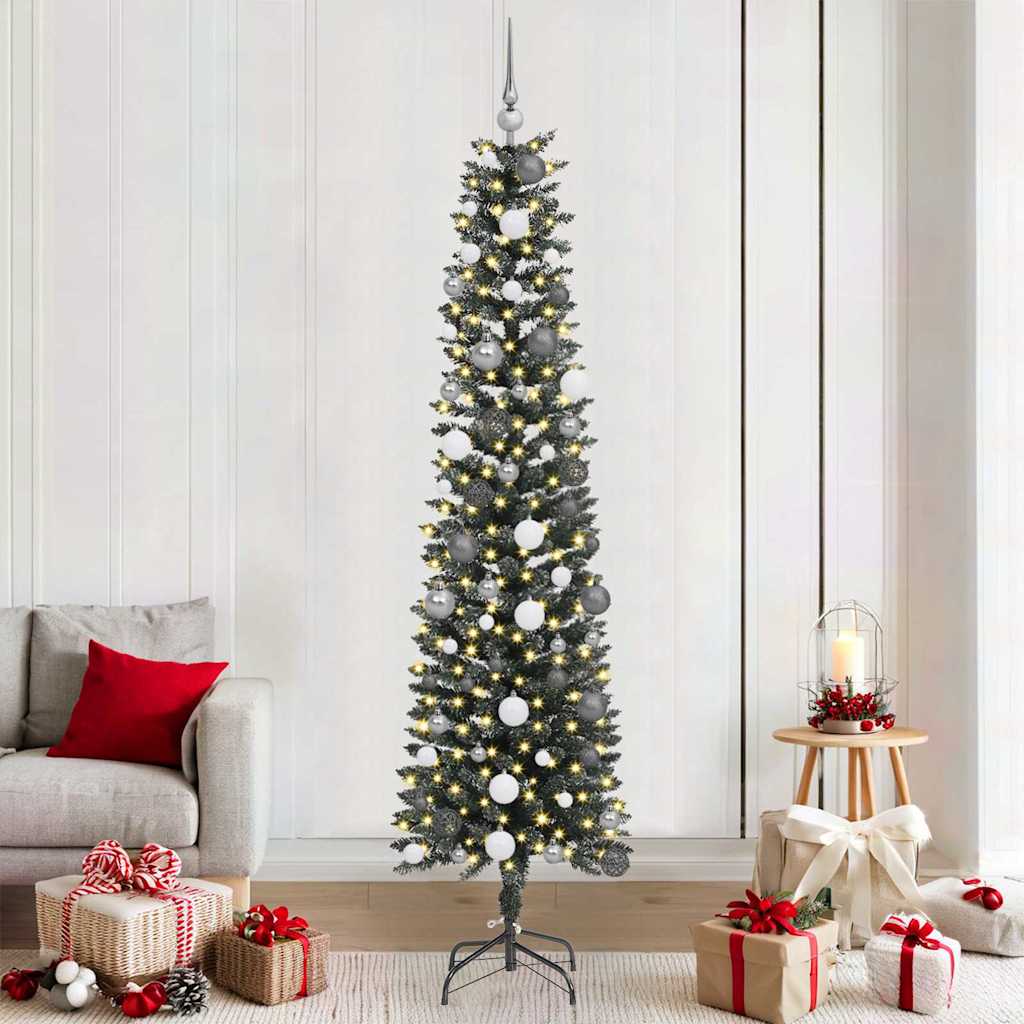 Artificial Slim Christmas Tree With Stand Green Pvc