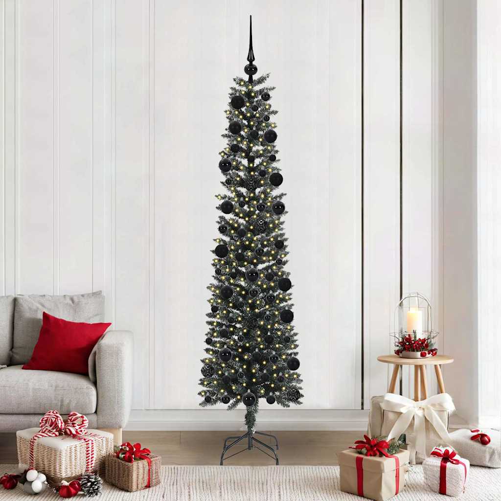 Artificial Slim Christmas Tree With Stand Green Pvc