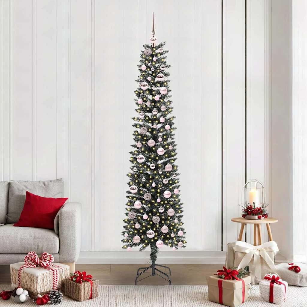 Artificial Slim Christmas Tree With Stand Green Pvc
