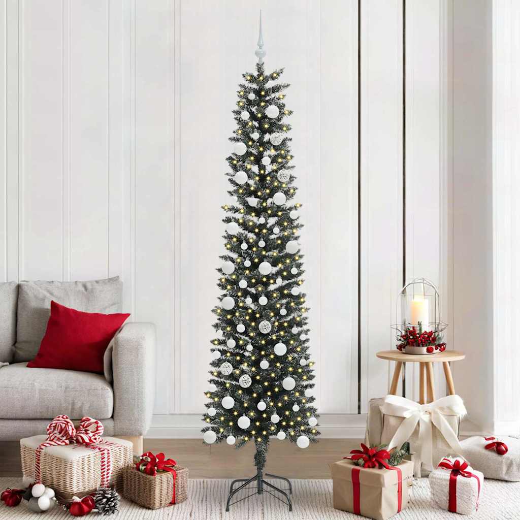 Artificial Slim Christmas Tree With Stand Green Pvc