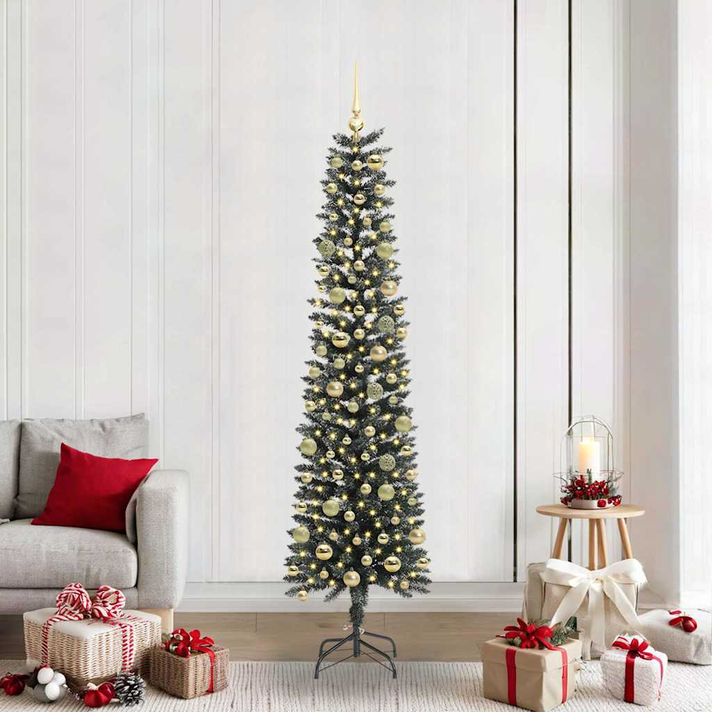 Artificial Slim Christmas Tree With Stand Green Pvc
