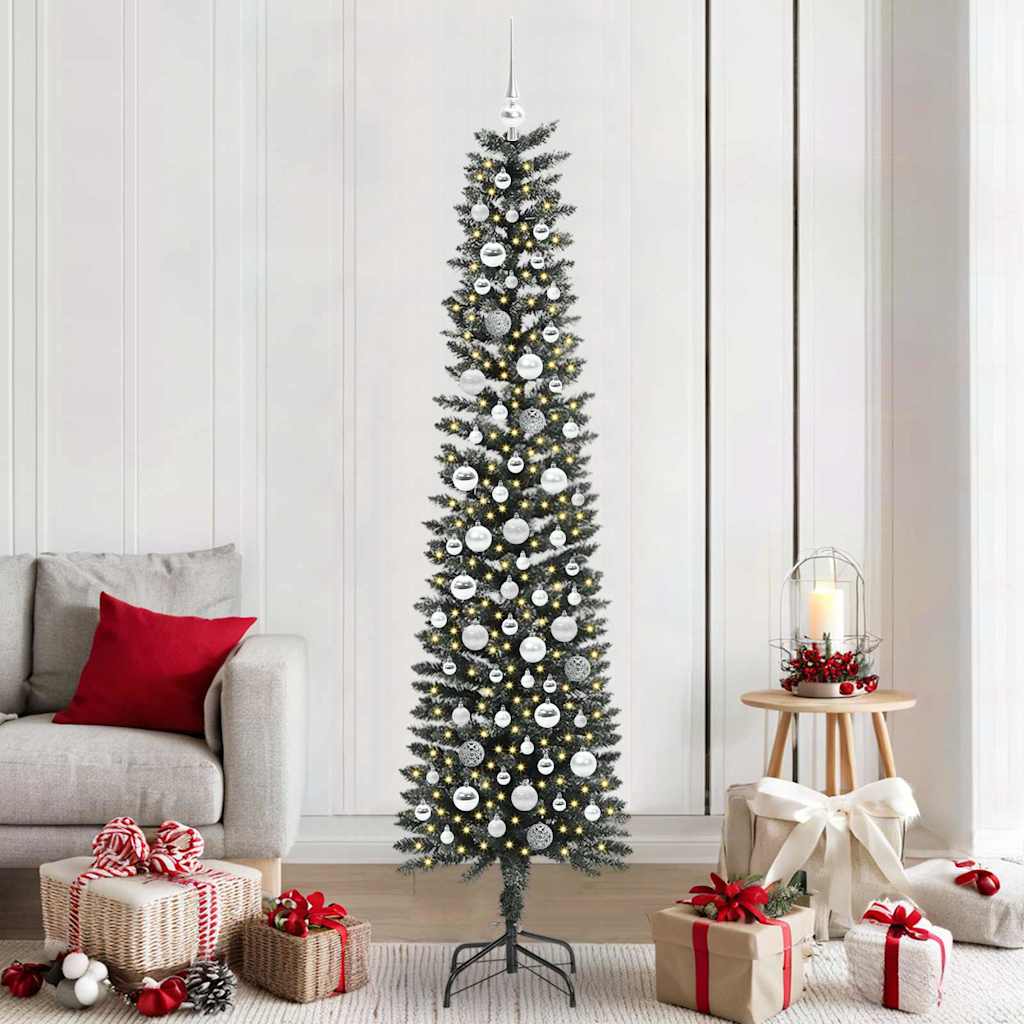 Artificial Slim Christmas Tree With Stand Green Pvc