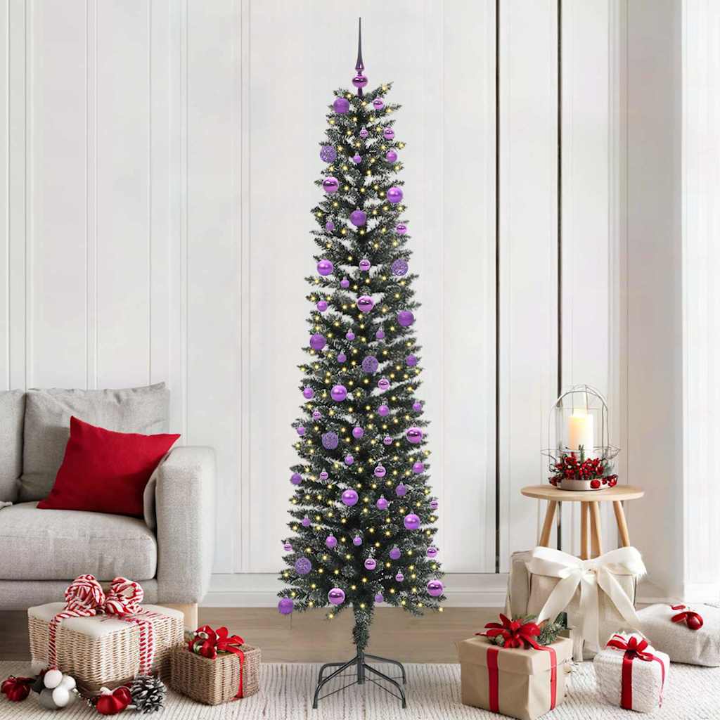 Artificial Slim Christmas Tree With Stand Green Pvc