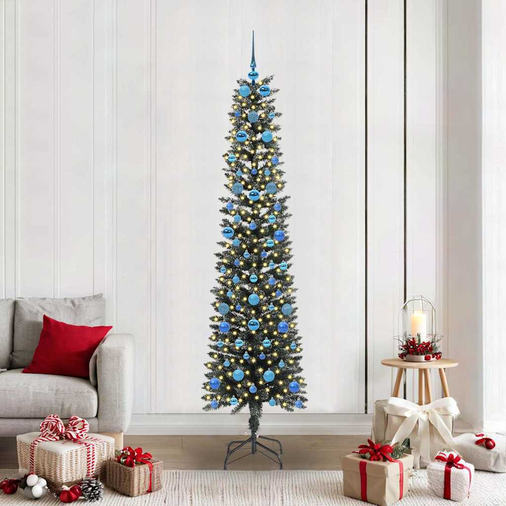 Artificial Slim Christmas Tree With Stand Green Pvc