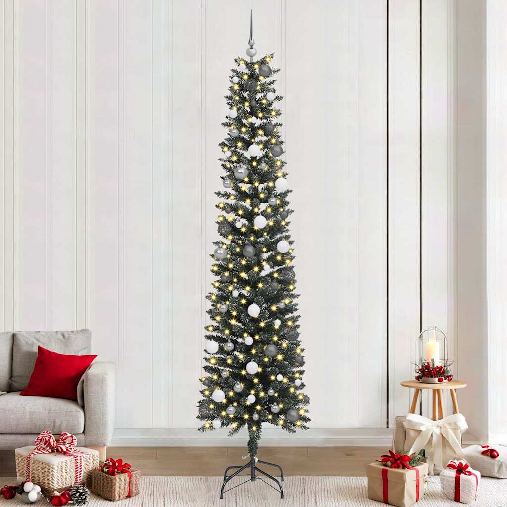 Artificial Slim Christmas Tree With Stand Green Pvc