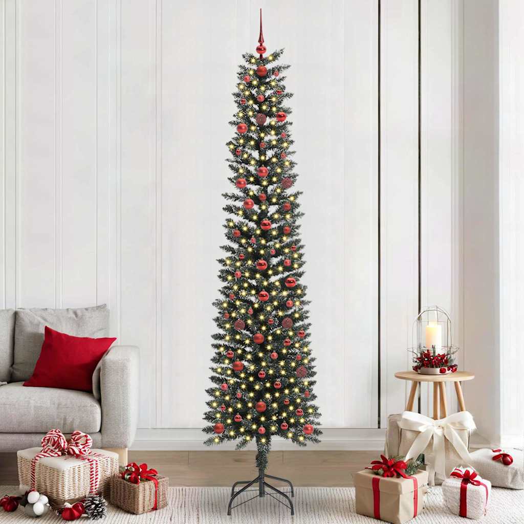 Artificial Slim Christmas Tree With Stand Green Pvc