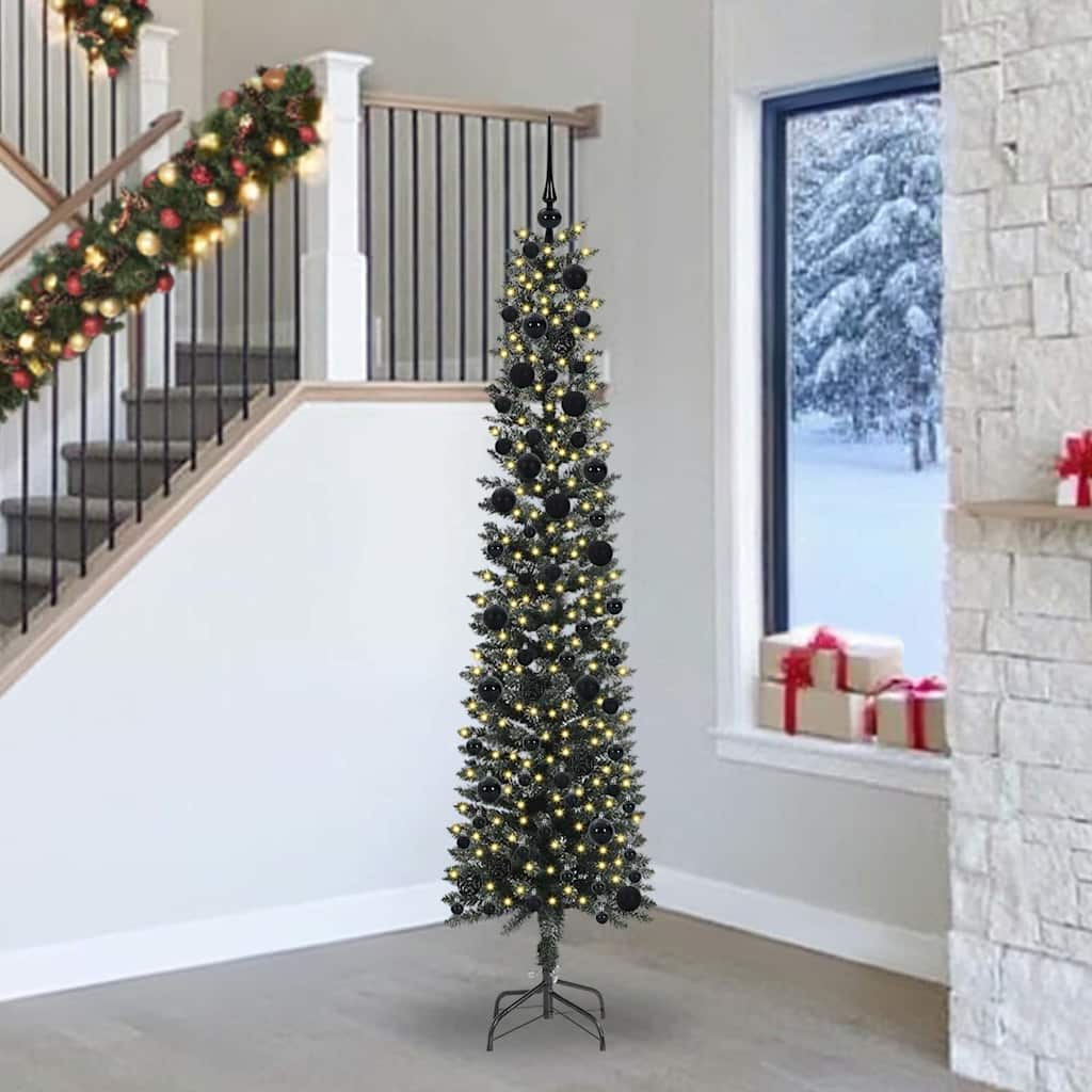 Artificial Slim Christmas Tree With Stand Green Pvc