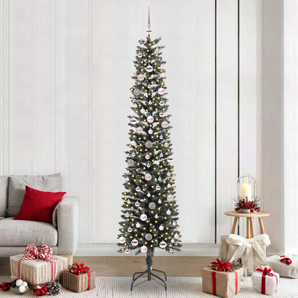 Artificial Slim Christmas Tree With Stand Green Pvc