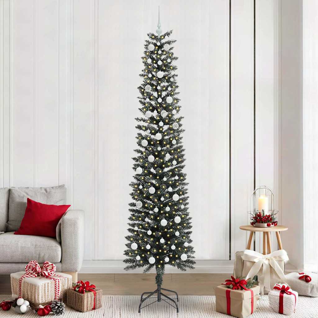 Artificial Slim Christmas Tree With Stand Green Pvc