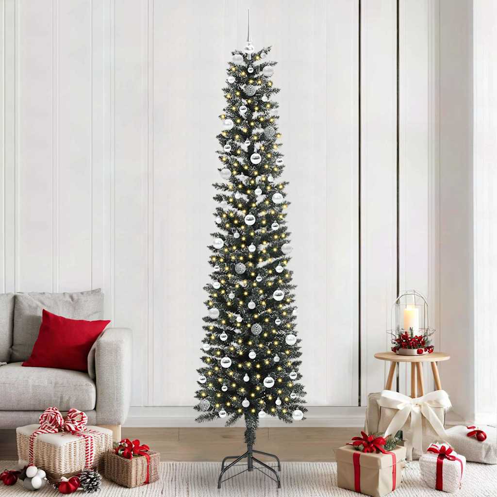Artificial Slim Christmas Tree With Stand Green Pvc