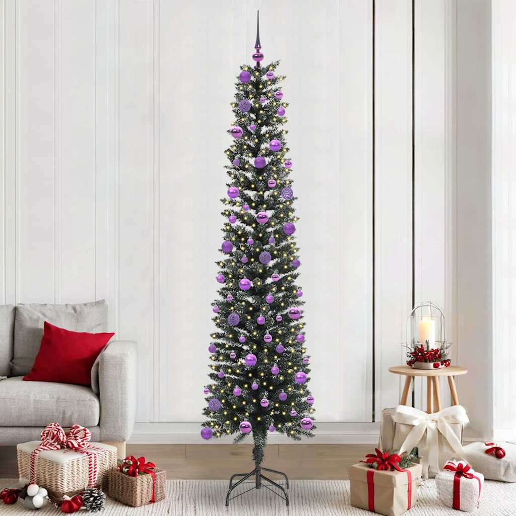 Artificial Slim Christmas Tree With Stand Green Pvc