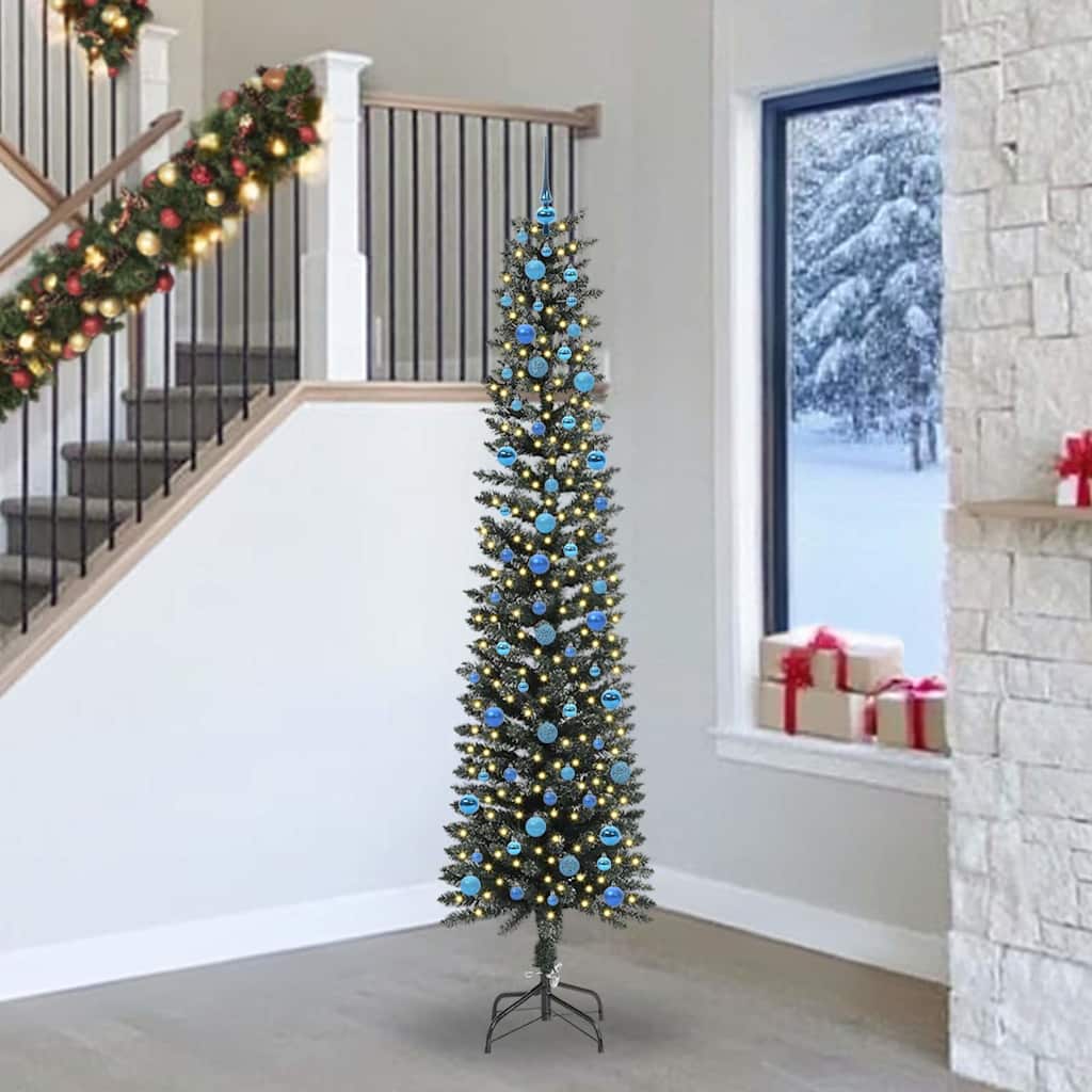 Artificial Slim Christmas Tree With Stand Green Pvc