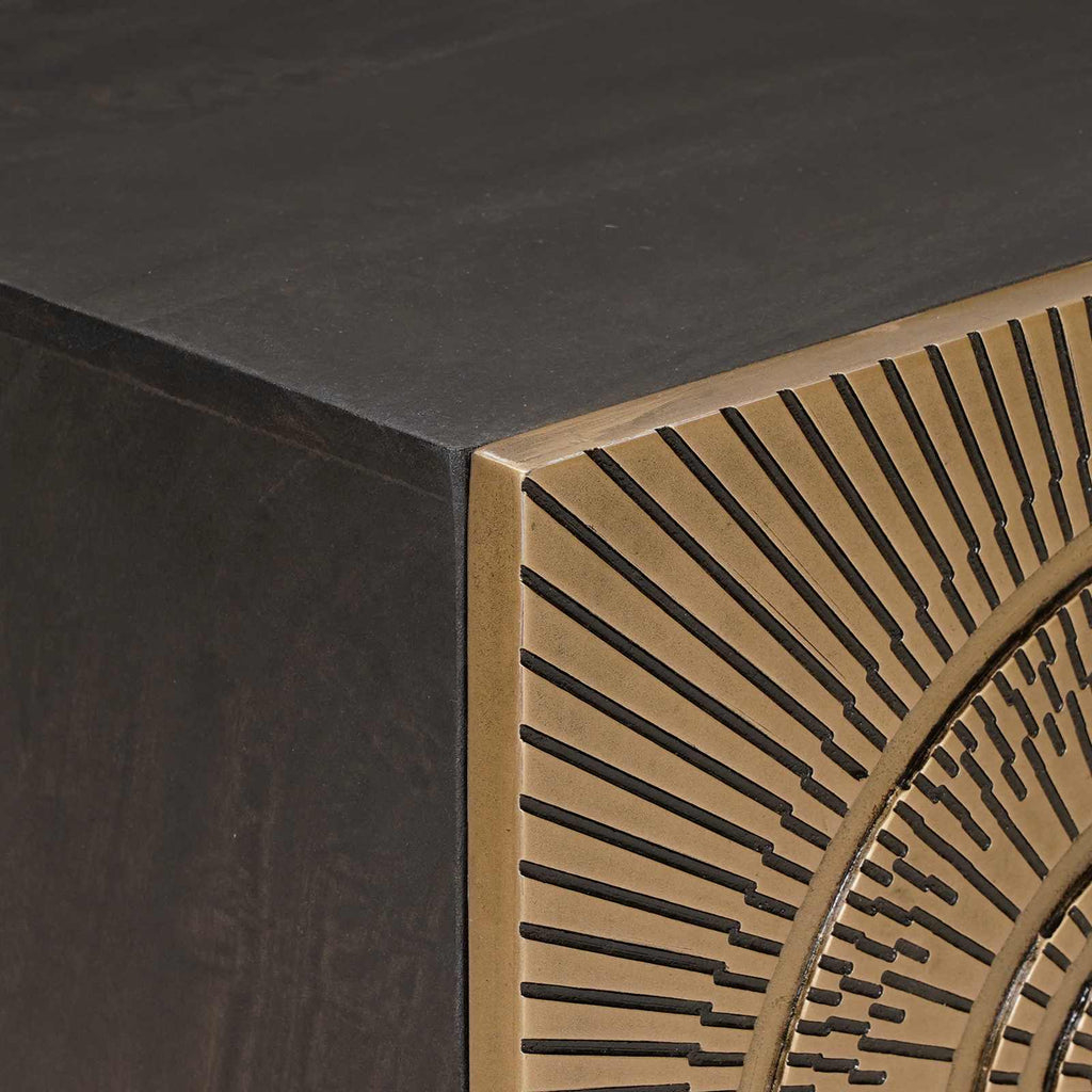 Media Storage Cabinet Tv Shelf Brass 105 X 30 35 Cm 105 X 30 X 35 Cm 105 cm