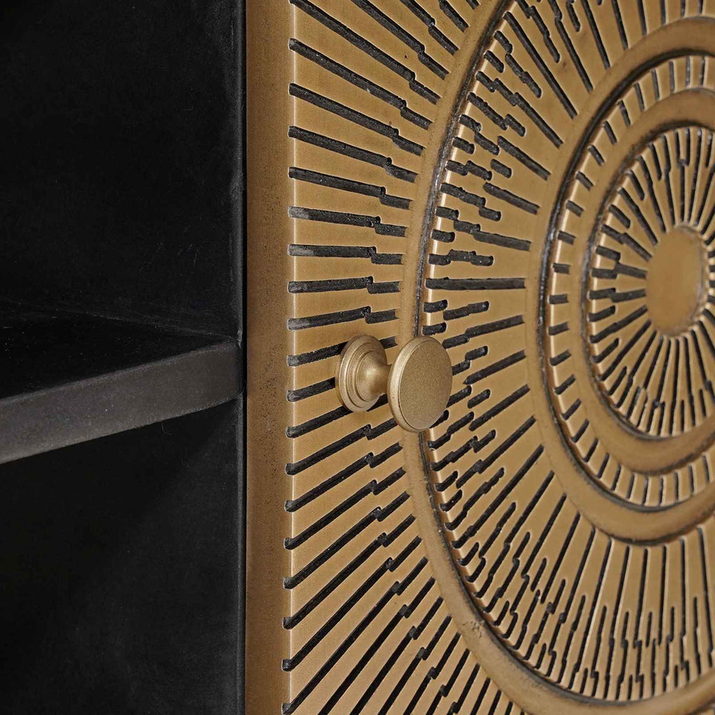Media Storage Cabinet Tv Shelf Brass 105 X 30 35 Cm 105 X 30 X 35 Cm 105 cm