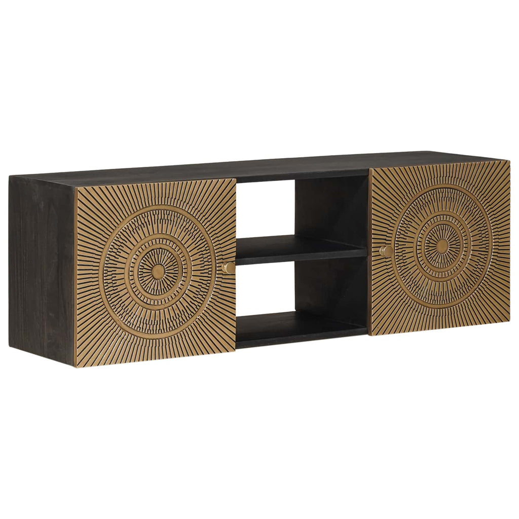 Media Storage Cabinet Tv Shelf Brass 105 X 30 35 Cm 105 X 30 X 35 Cm 105 cm