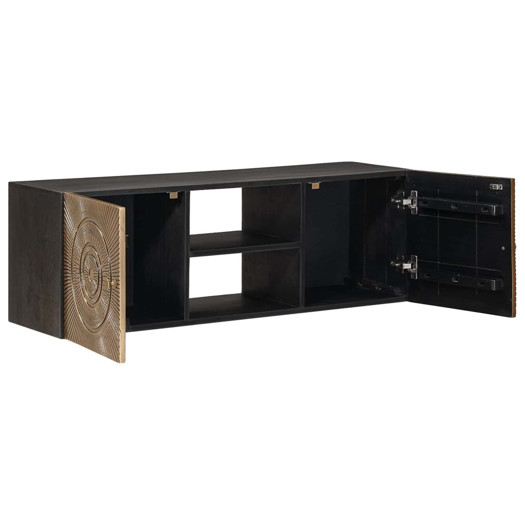 Media Storage Cabinet Tv Shelf Brass 105 X 30 35 Cm 105 X 30 X 35 Cm 105 cm