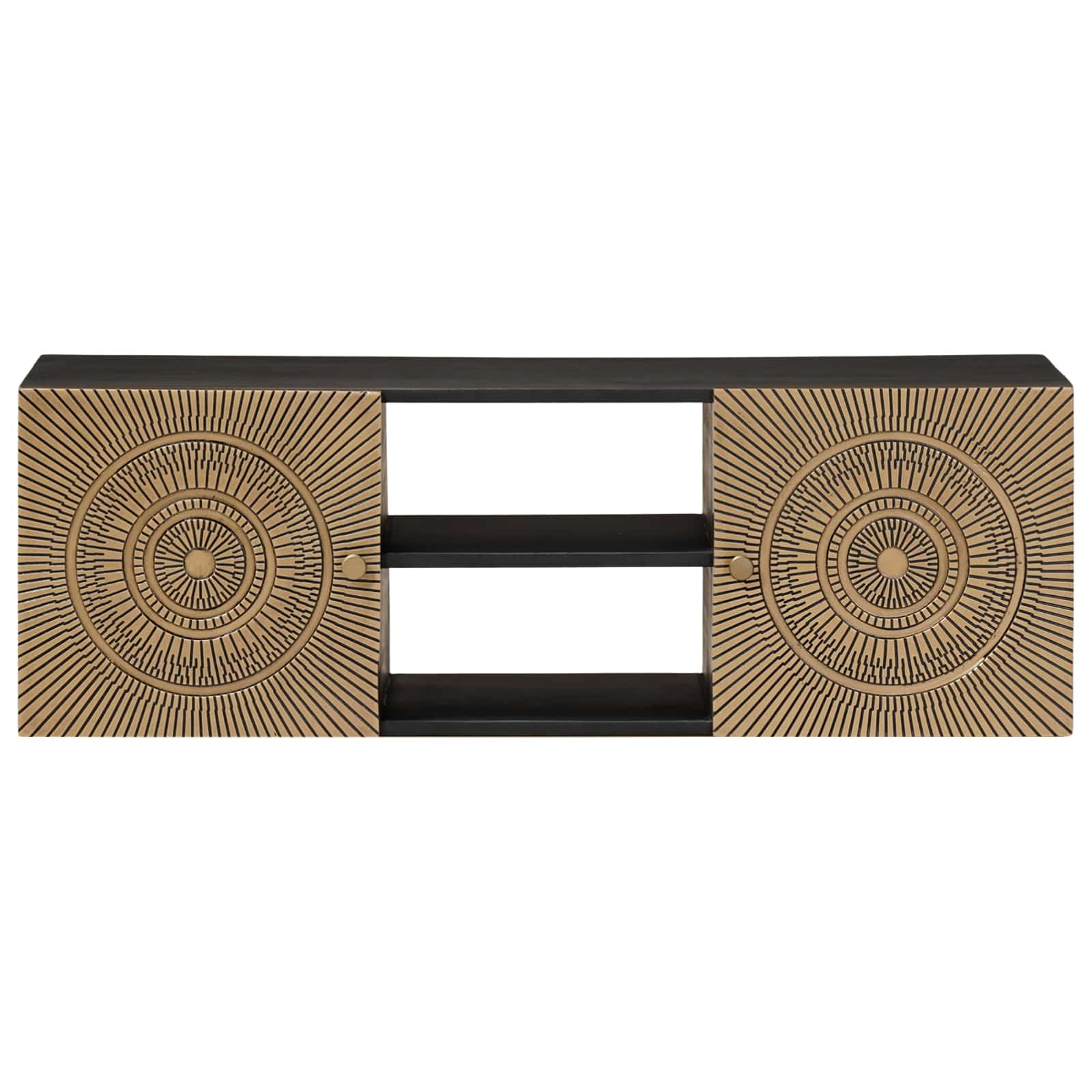 Tv Cabinet With Shelf With Storage Brass 105 X 30 X 35 Cm