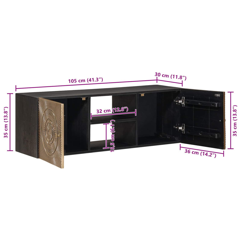 Media Storage Cabinet Tv Shelf Brass 105 X 30 35 Cm 105 X 30 X 35 Cm 105 cm