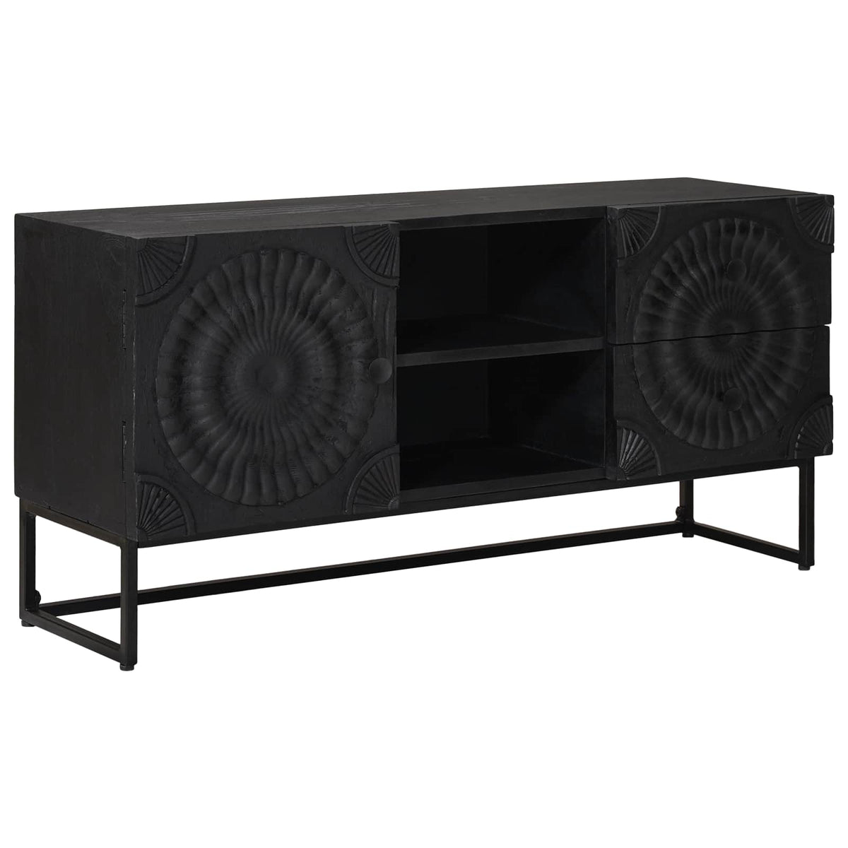 Media Storage Cabinet Tv Drawer Shelf Black 105 X 30 54 Cm 105 X 30 X 54 Cm 105