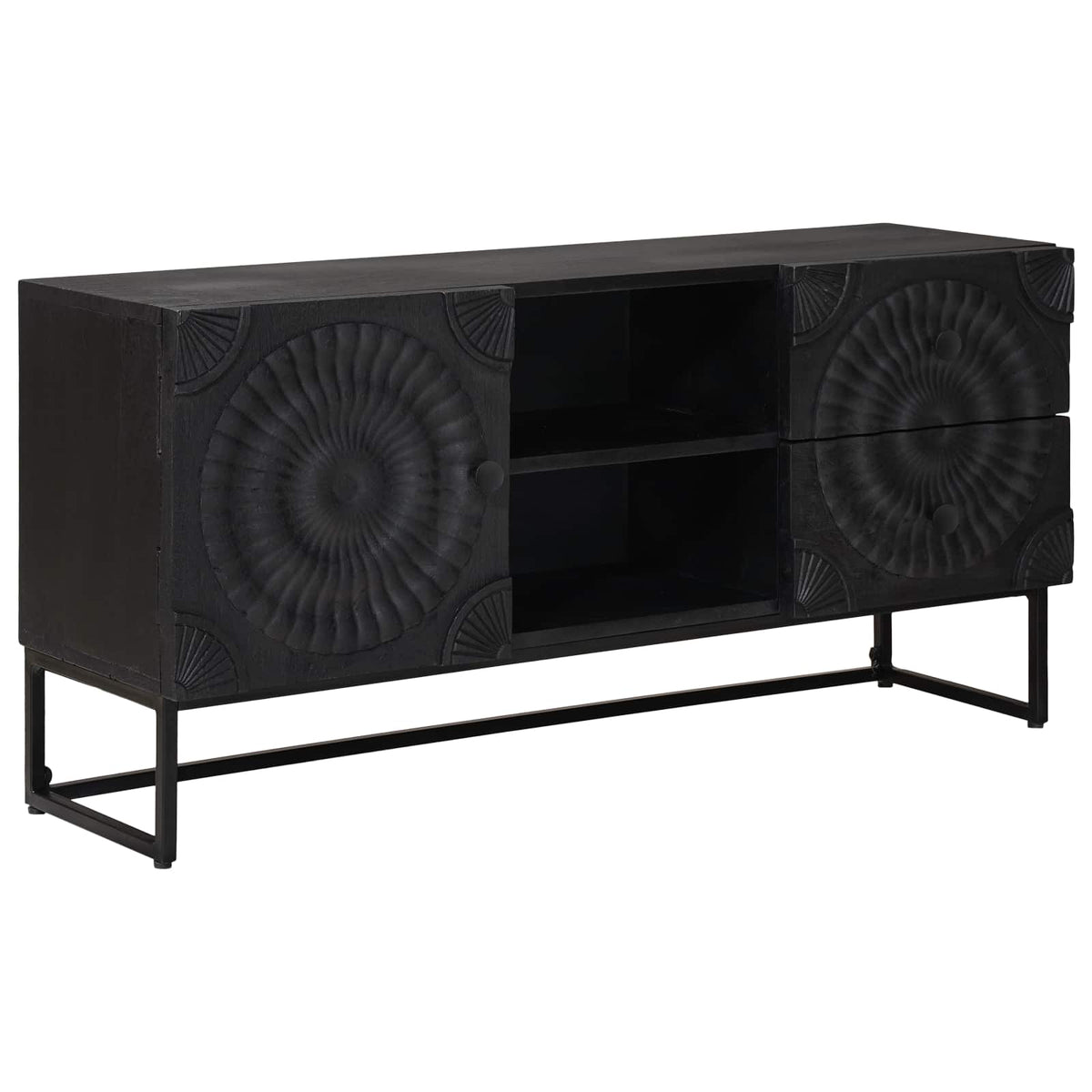 Media Storage Cabinet Tv Drawer Shelf Black 105 X 30 54 Cm 105 X 30 X 54 Cm 105
