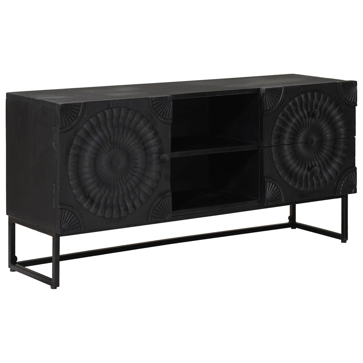 Media Storage Cabinet Tv Drawer Shelf Black 105 X 30 54 Cm 105 X 30 X 54 Cm 105