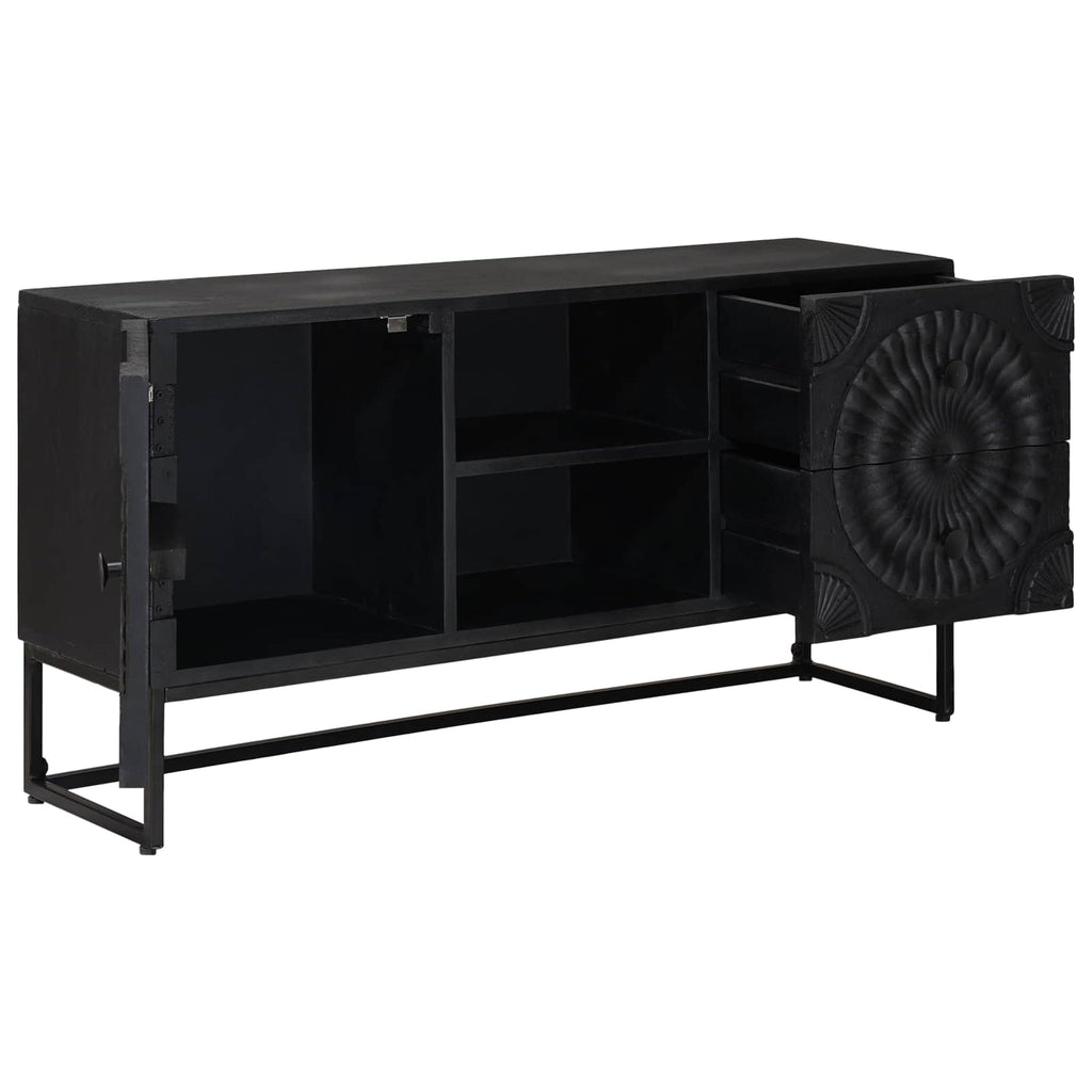 Media Storage Cabinet Tv Drawer Shelf Black 105 X 30 54 Cm 105 X 30 X 54 Cm 105