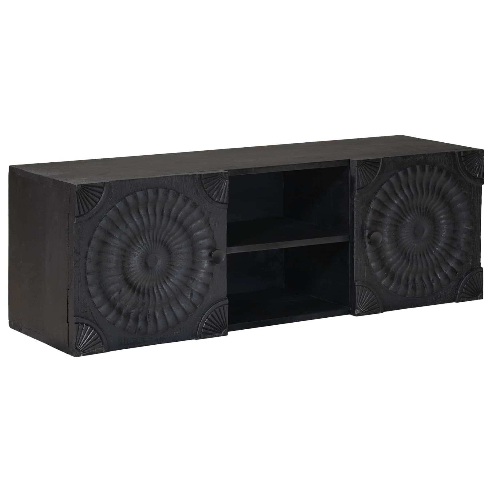 Tv Cabinet With Shelf With Storage Black 105 X 30 X 35 Cm