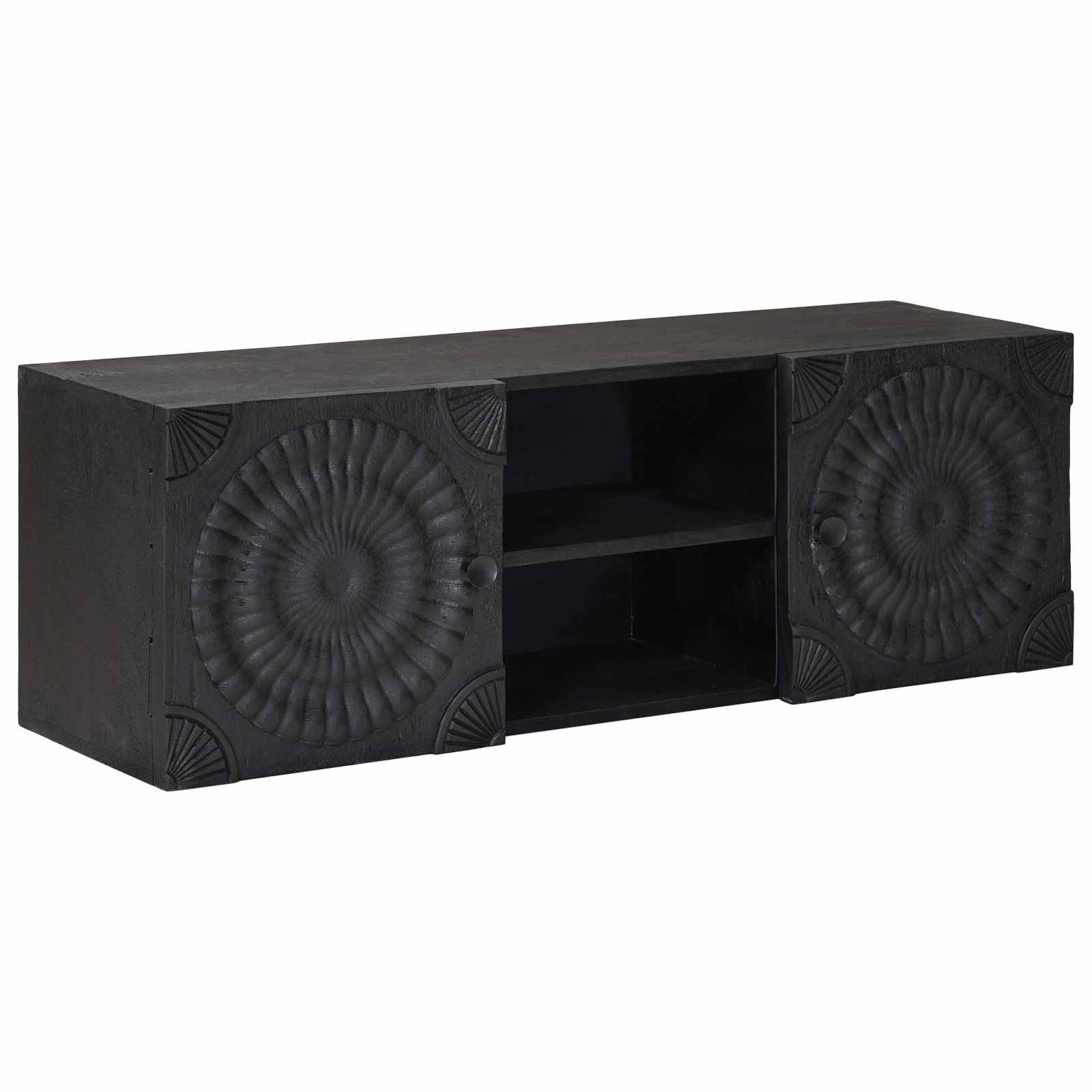 Tv Cabinet With Shelf With Storage Black 105 X 30 X 35 Cm