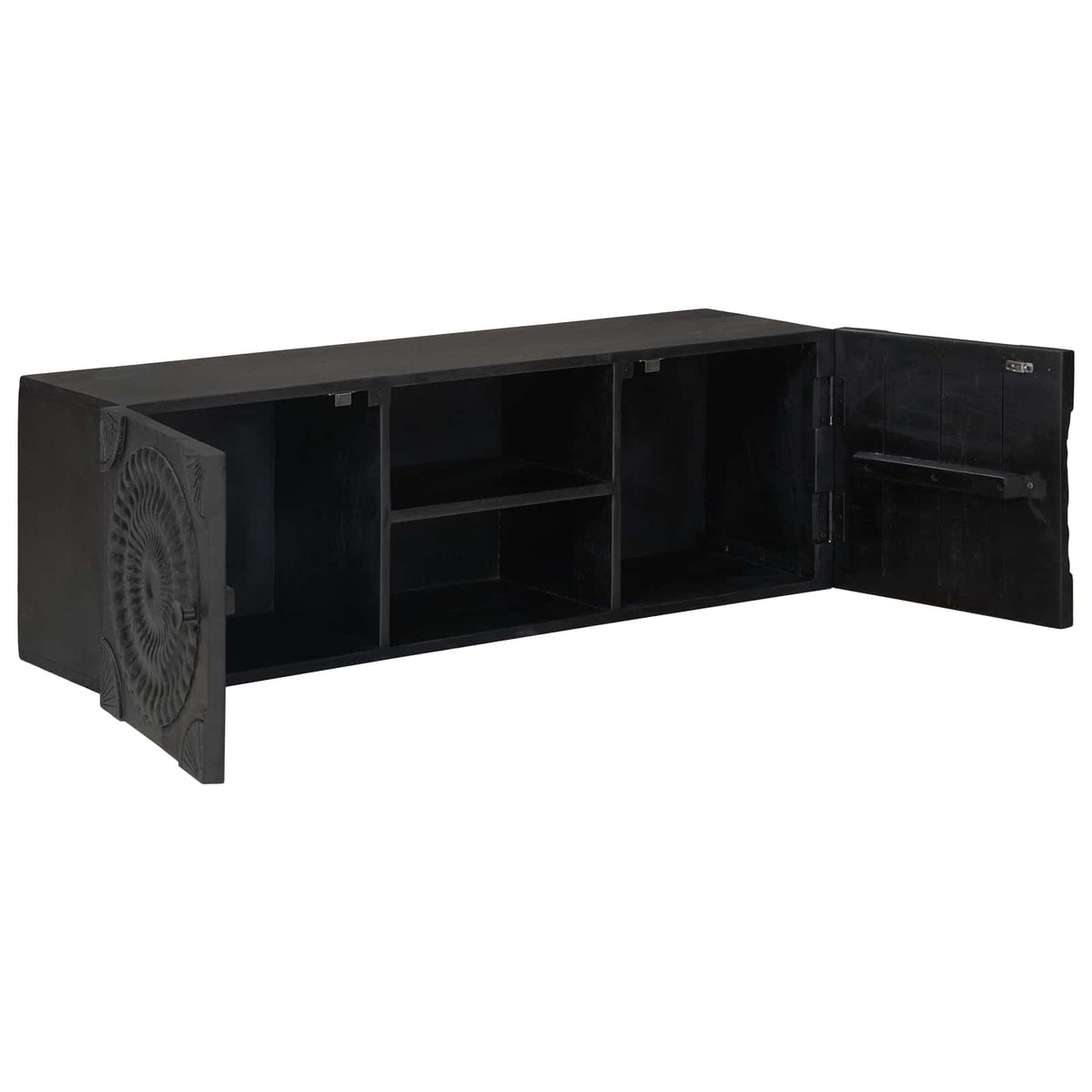Media Storage Cabinet Black TV 105cm Unit Shelf Entertainment Stand 105 cm