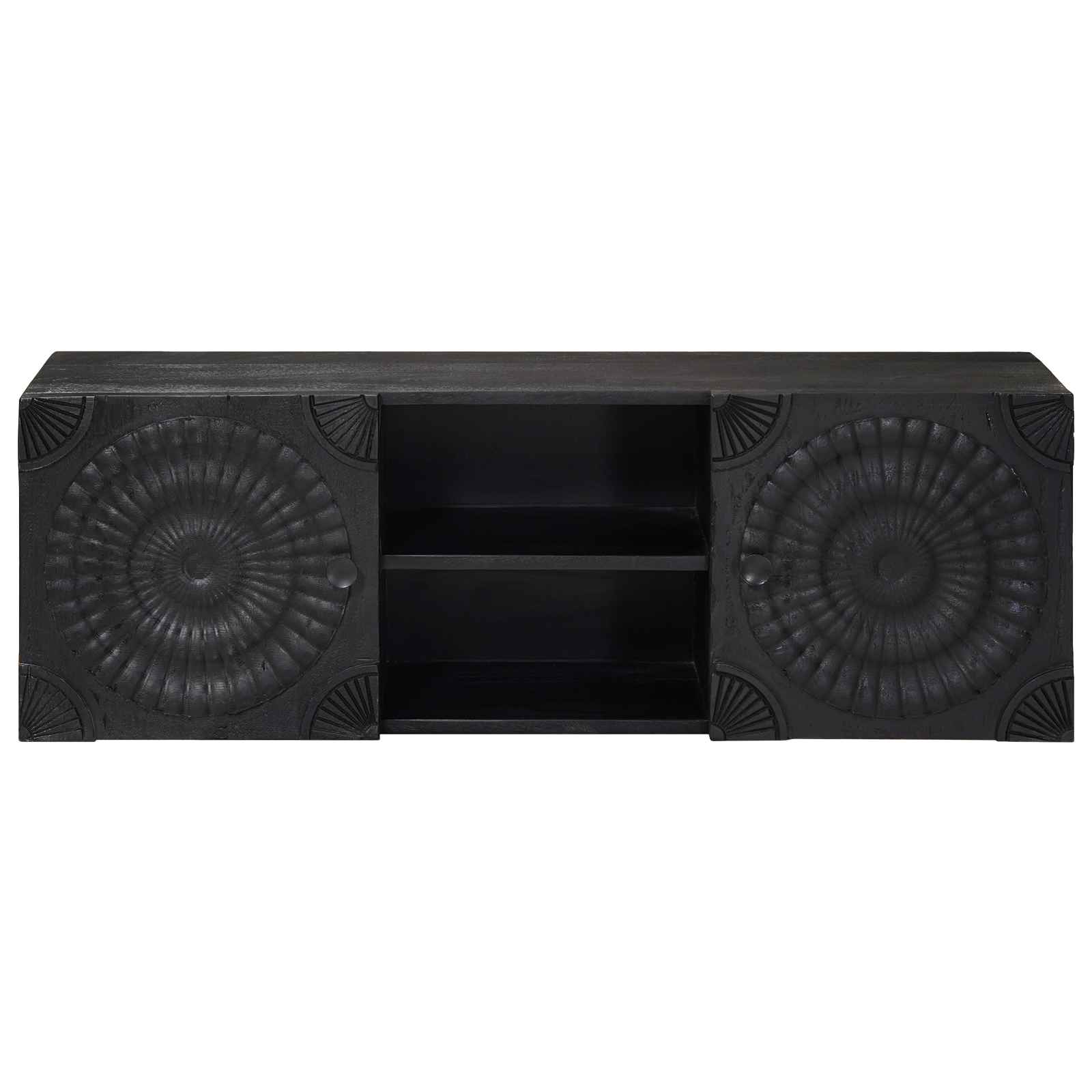 Tv Cabinet With Shelf With Storage Black 105 X 30 X 35 Cm
