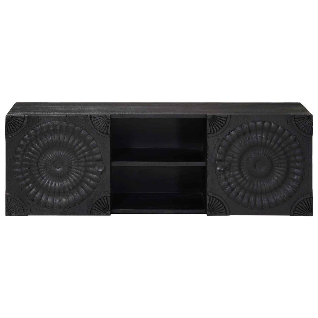 Media Storage Cabinet Black TV 105cm Unit Shelf Entertainment Stand 105 cm