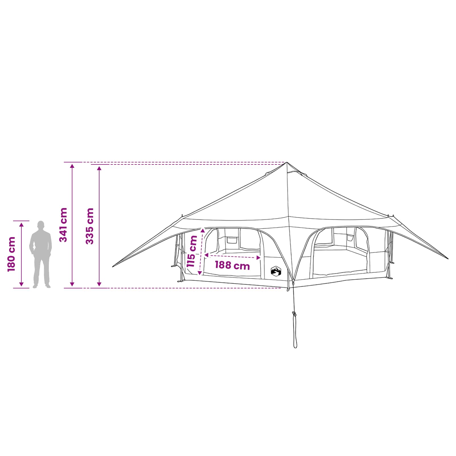 Family Tent Blue 18-Person 185T Polyester With Pu Coating