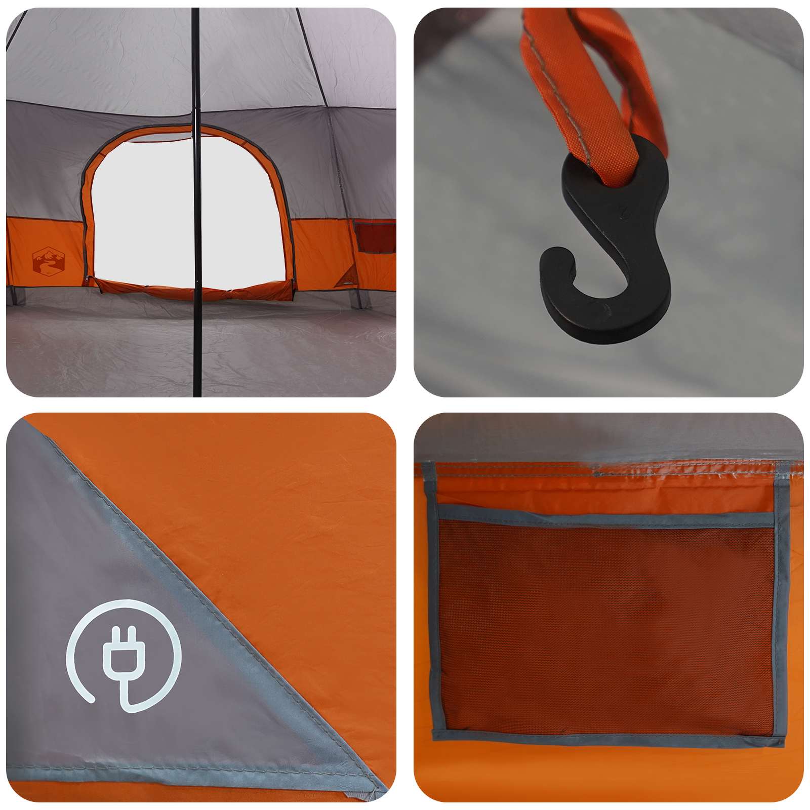 Family Tent Grey And Orange 18-Person