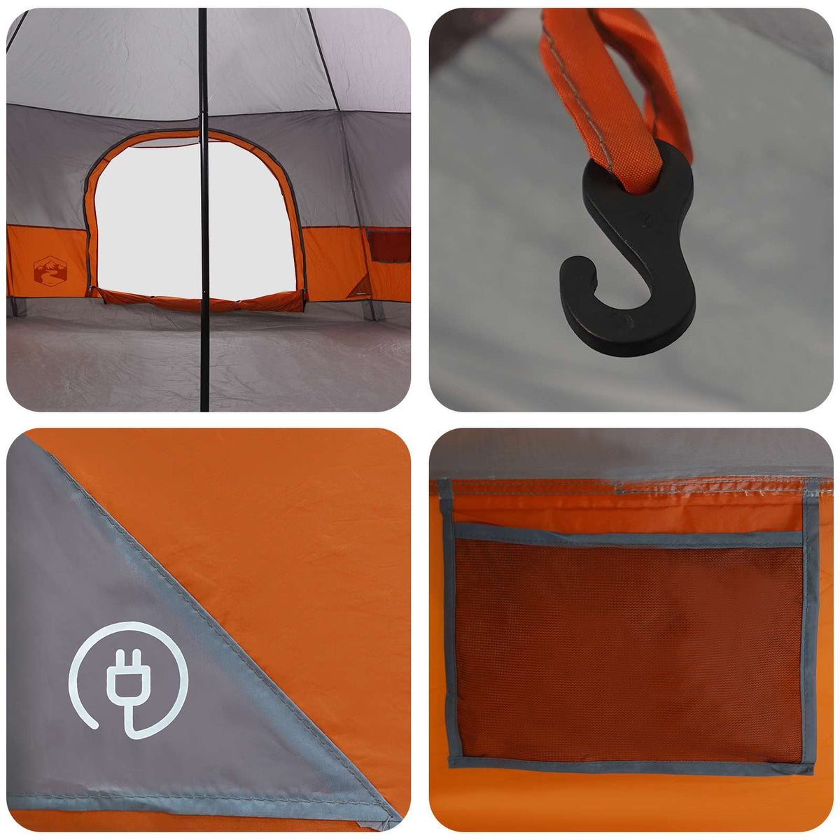Tents 18 Person Family Camping Tent Waterproof Outdoor Shelter Grey Orange Large