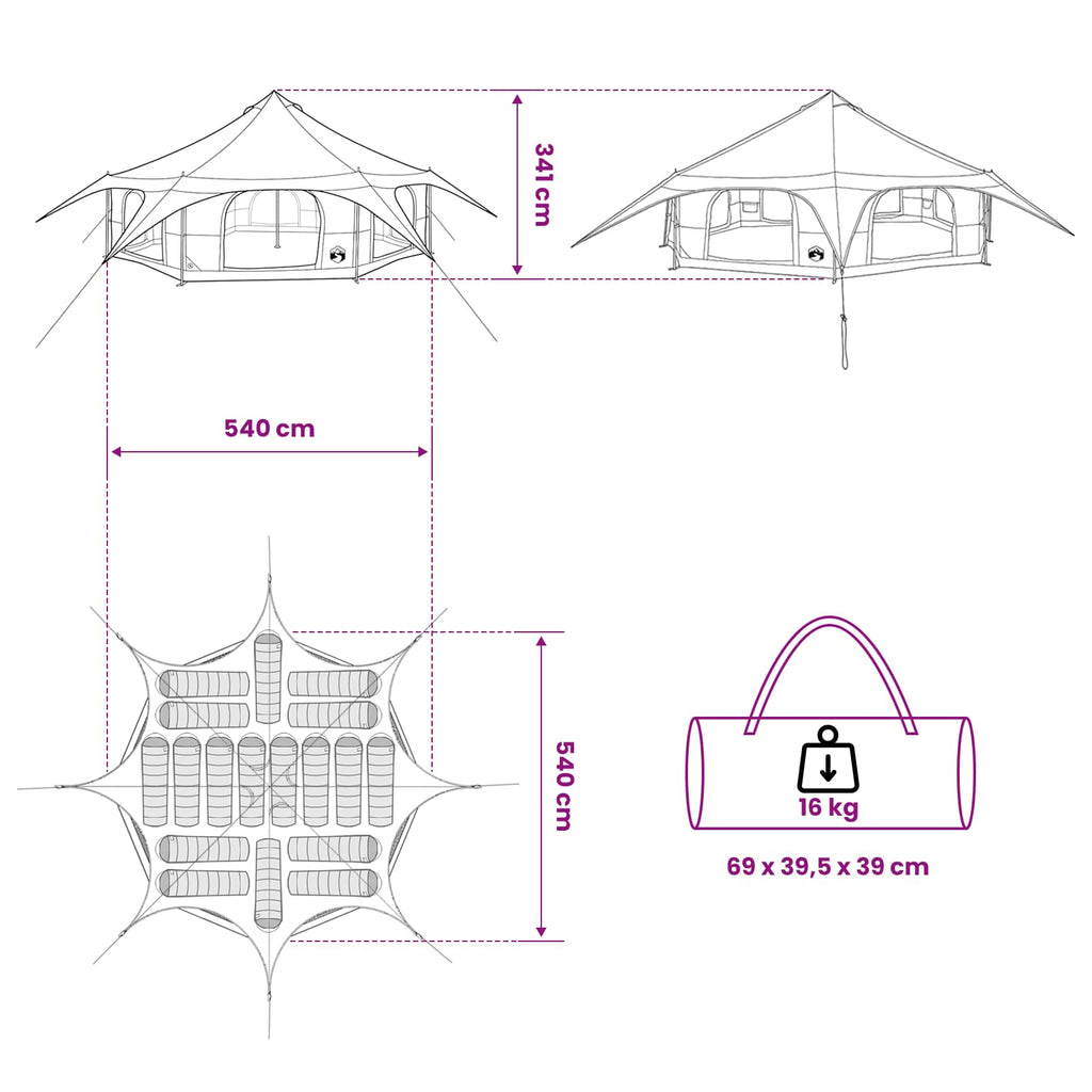 Tents 18 Person Family Camping Tent Waterproof Outdoor Shelter Grey Orange Large