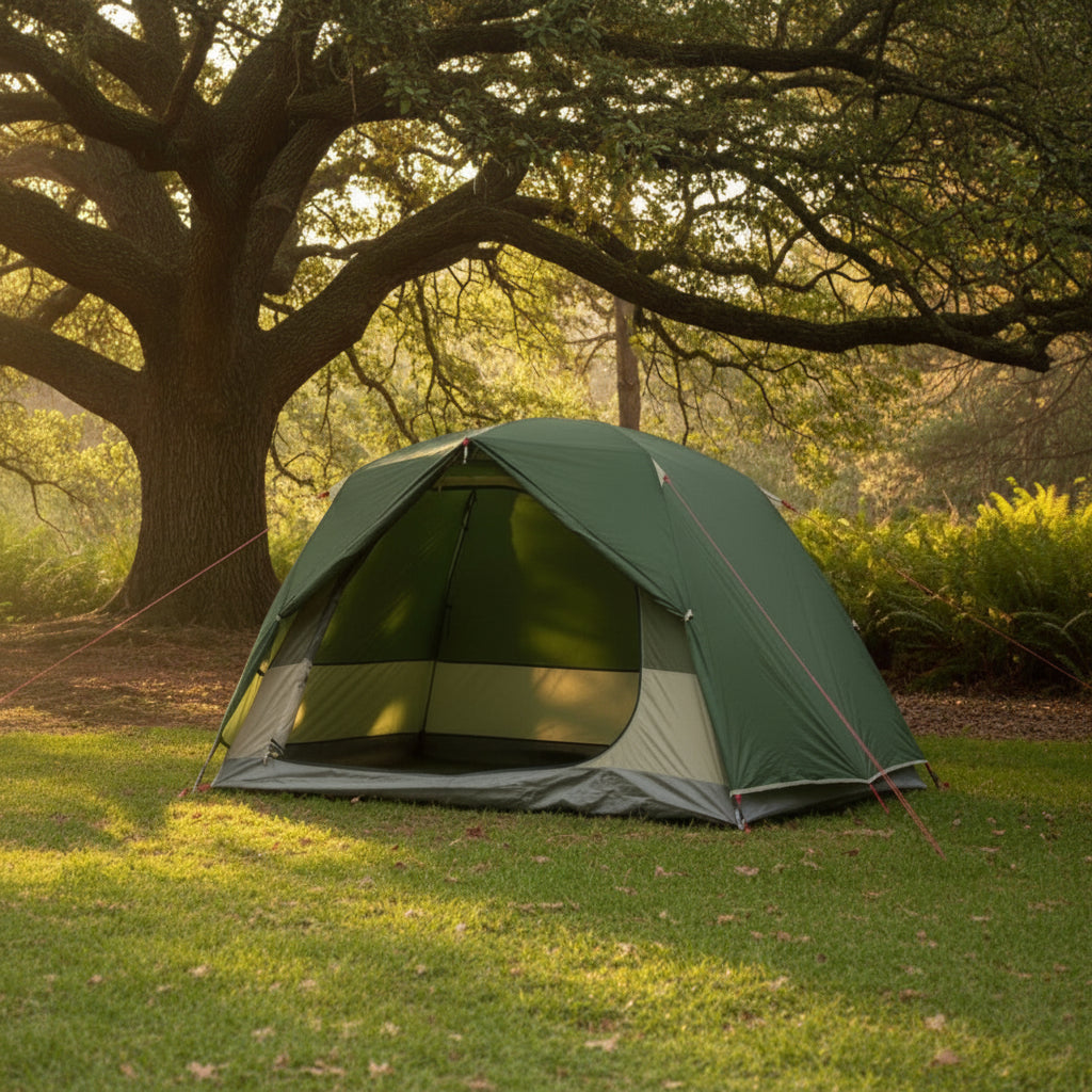 Backpacking Tent Green 2-Person 185T Polyester With Pu Coating