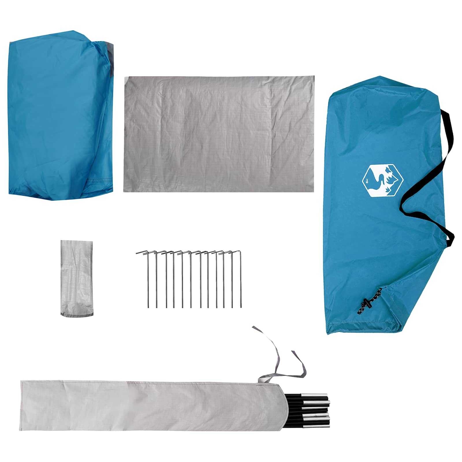 Backpacking Tent Blue 2-Person 185T Polyester With Pu Coating