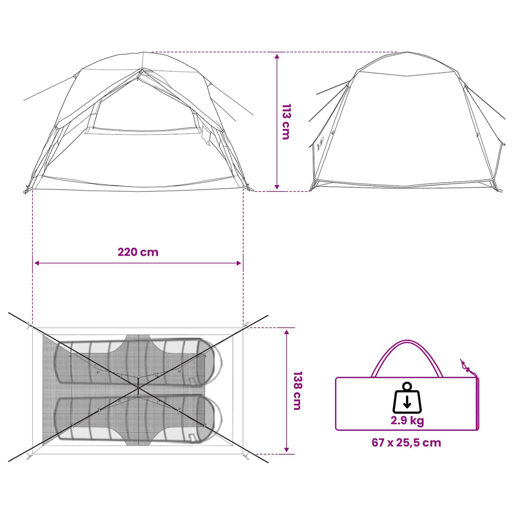 Backpacking Tent Grey And Orange 2-Person
