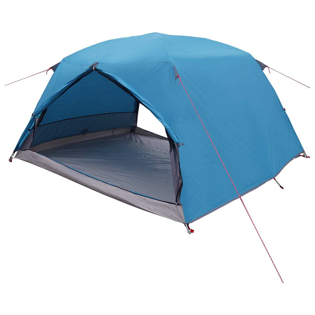 Backpacking Tent Blue 4-Person 185T Polyester With Pu Coating