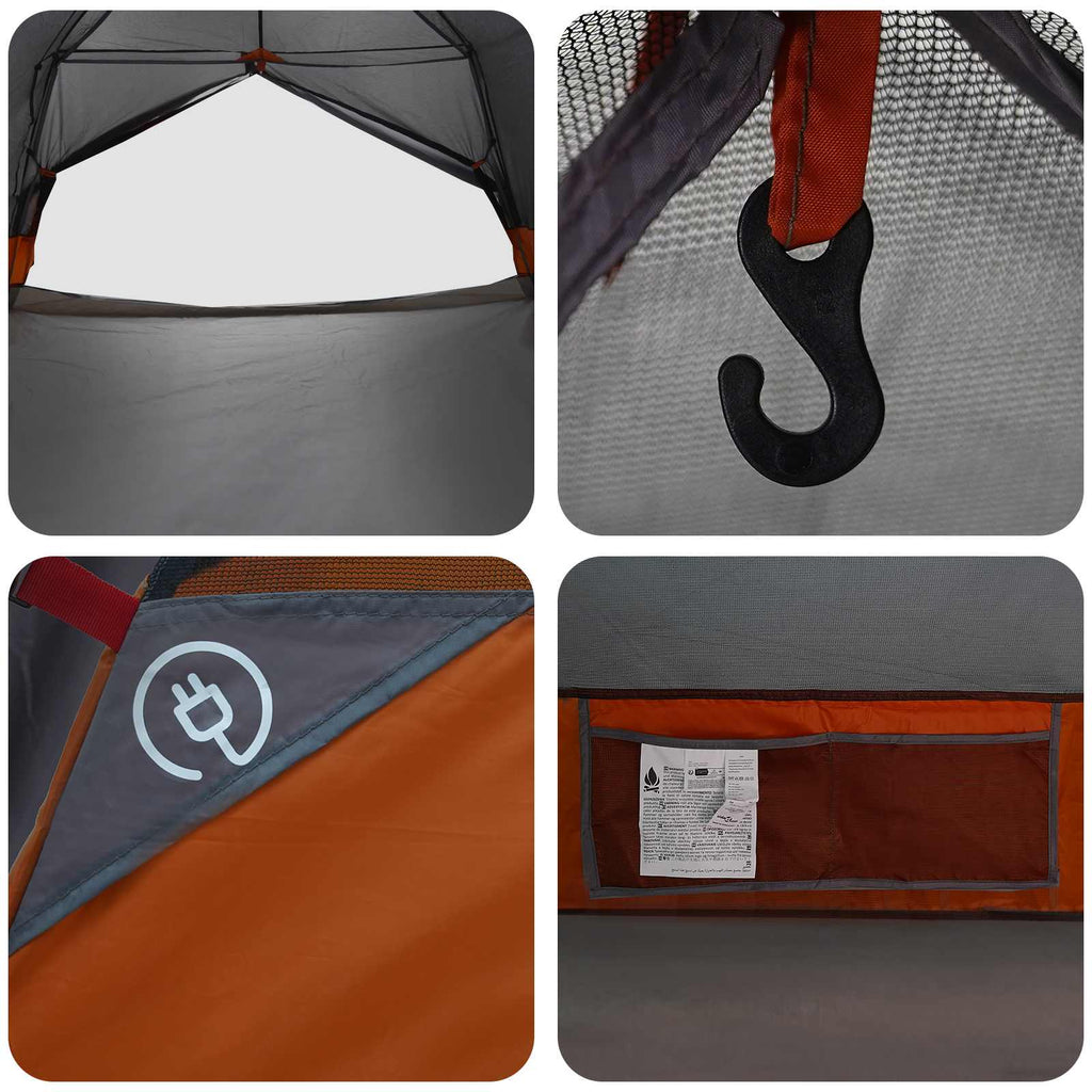 Tents 4 Person Backpacking Tent Waterproof Family Camping Shelter Grey Orange 28