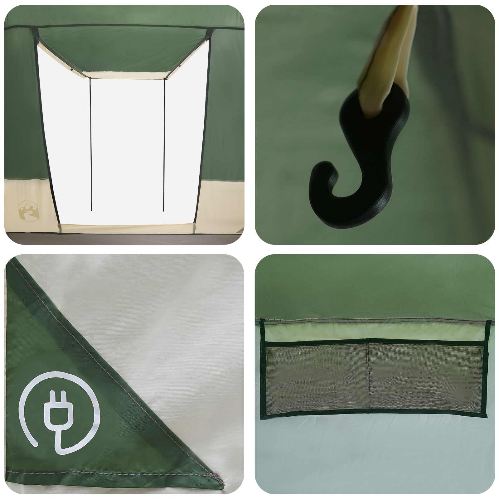 Party Tent Green 4-Person 185T Polyester With Pu Coating