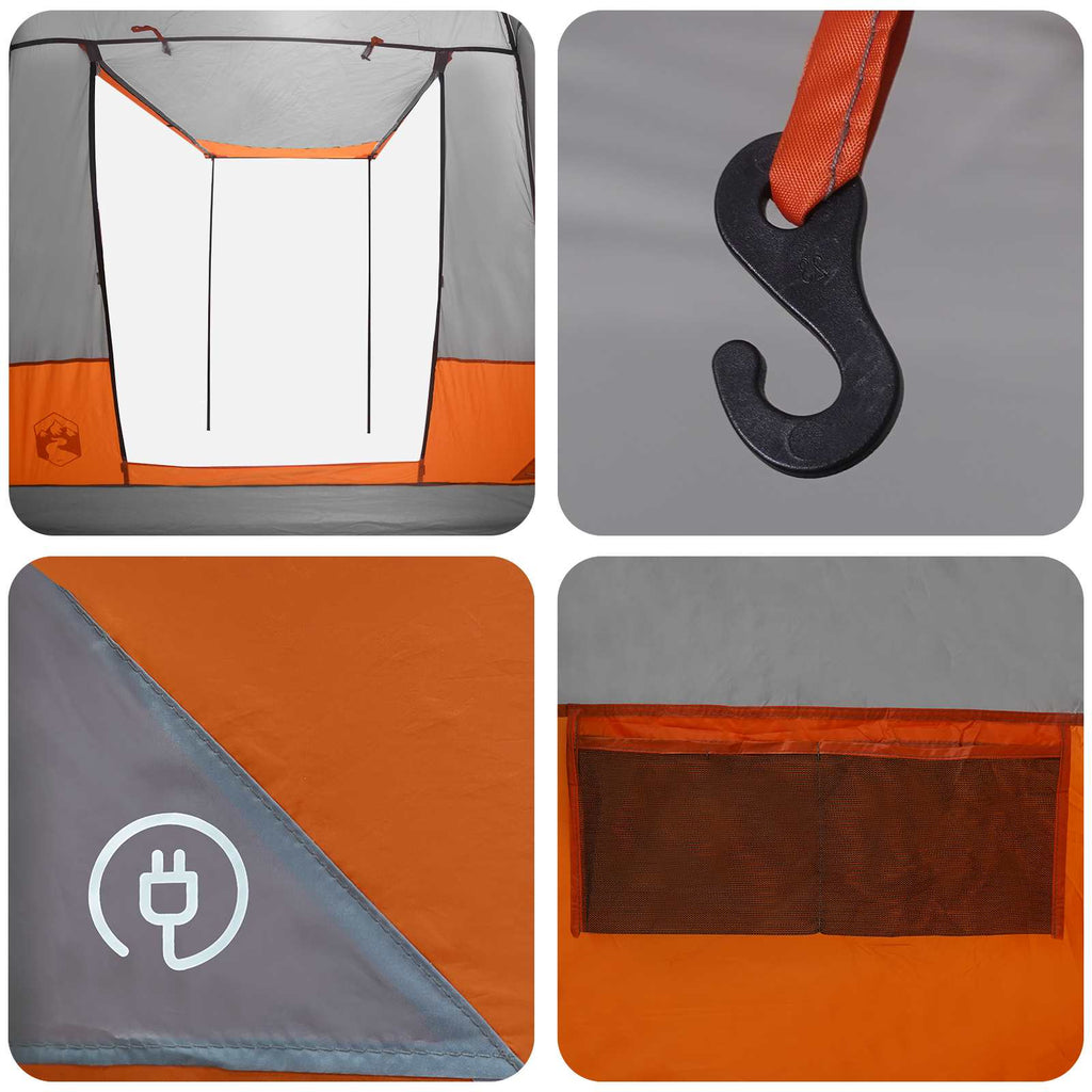 Tents 4 Person Party Tent Waterproof Outdoor Camping Shelter Grey Orange Portabl