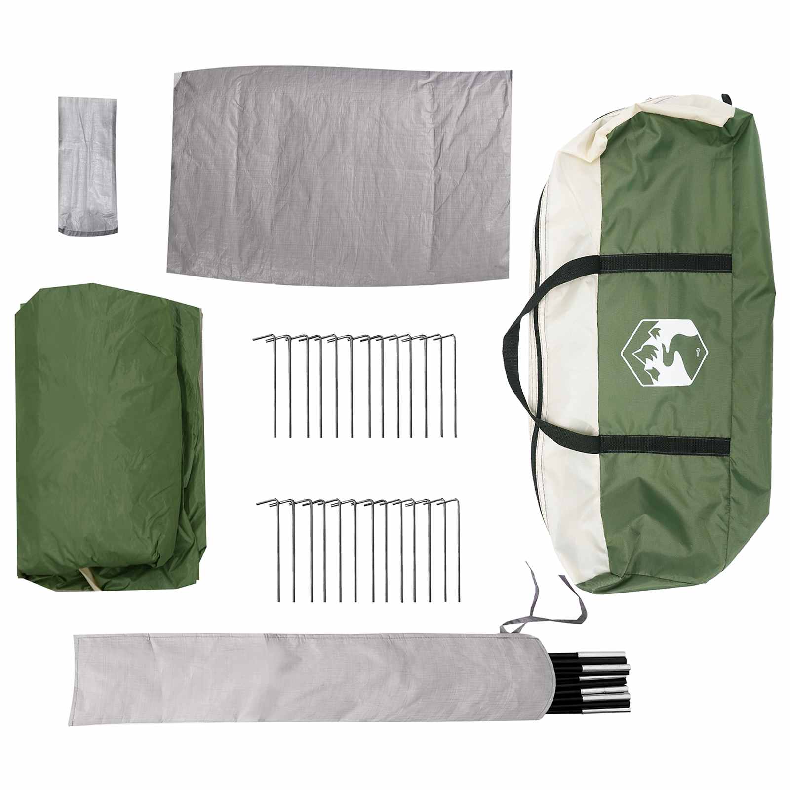 Family Tent With Rainfly Water-Resistant Tunnel Green 10-Person