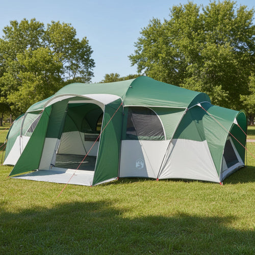 Family Tent With Rainfly Water-Resistant Tunnel Green 10-Person