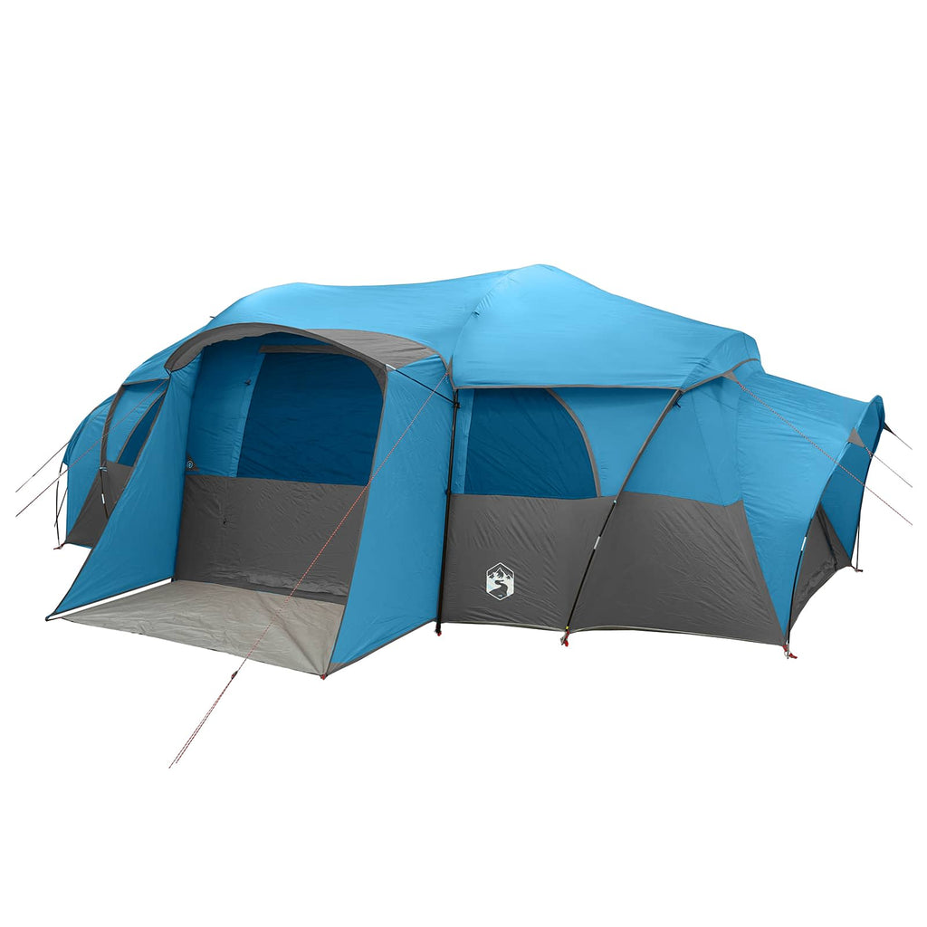 Family Tent With Rainfly Water-Resistant Tunnel Blue 10-Person
