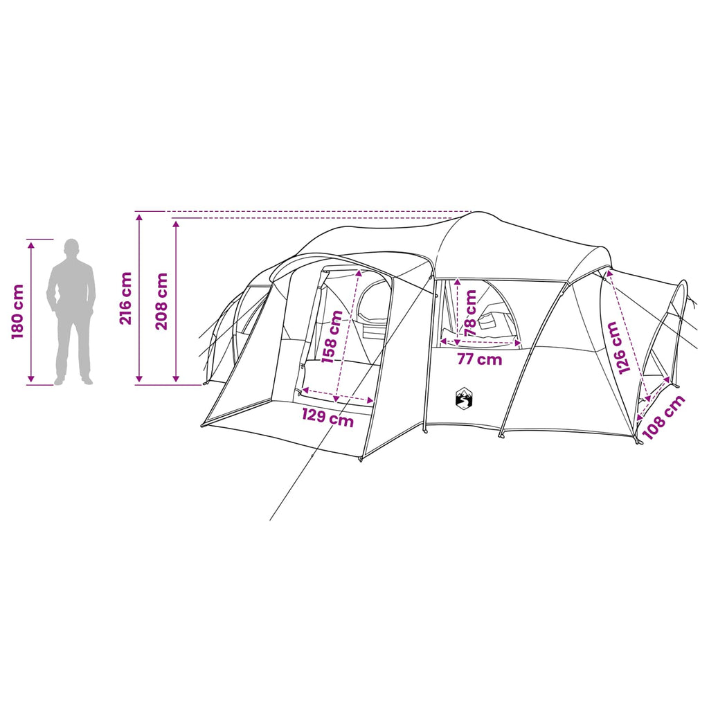 Family Tent With Rainfly Water-Resistant Tunnel Blue 10-Person