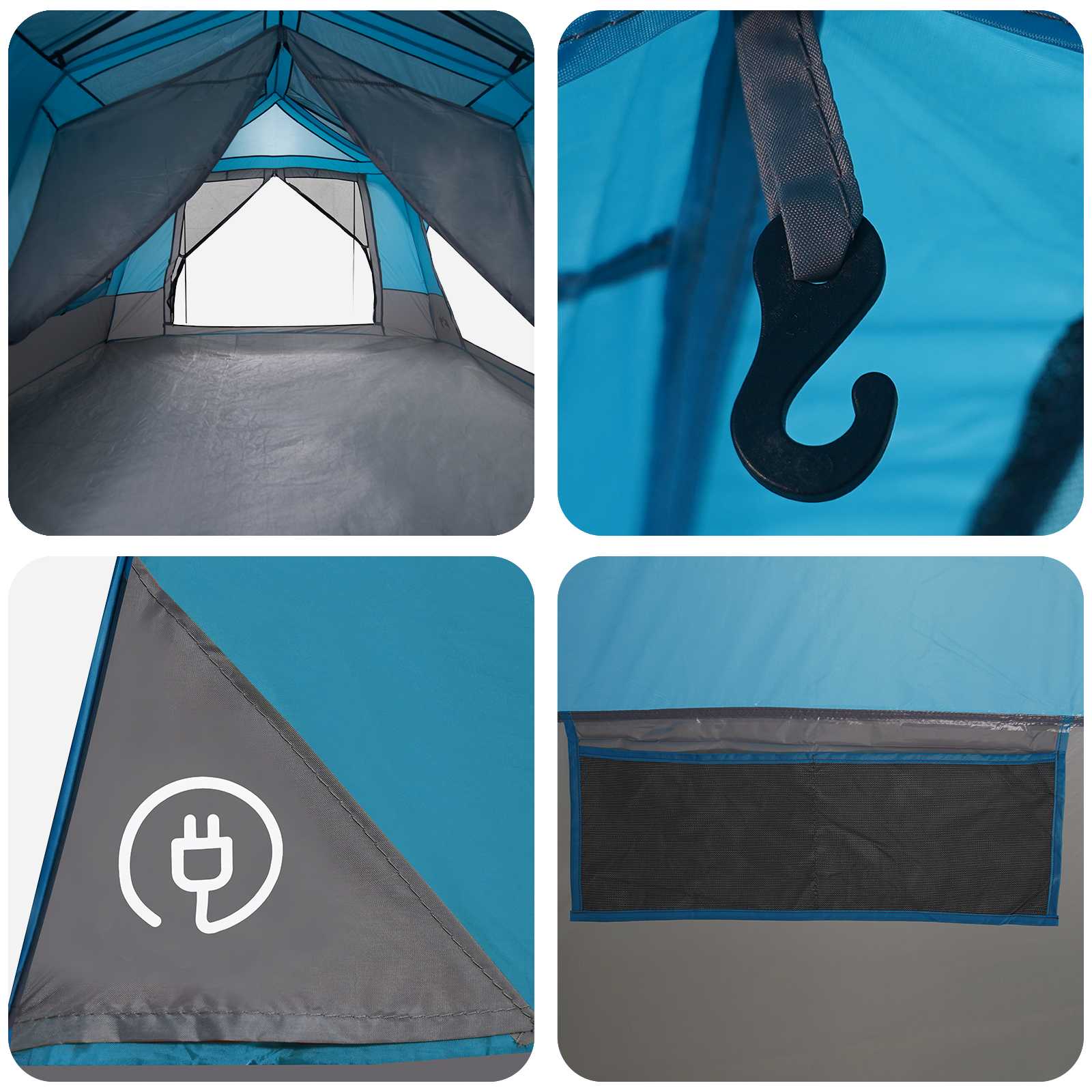 Instant Tent Blue 8-Person 185T Polyester With Pu Coating